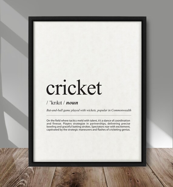 Cricket Definition Dictionary Typography Fan Gift Sports Decor Poster