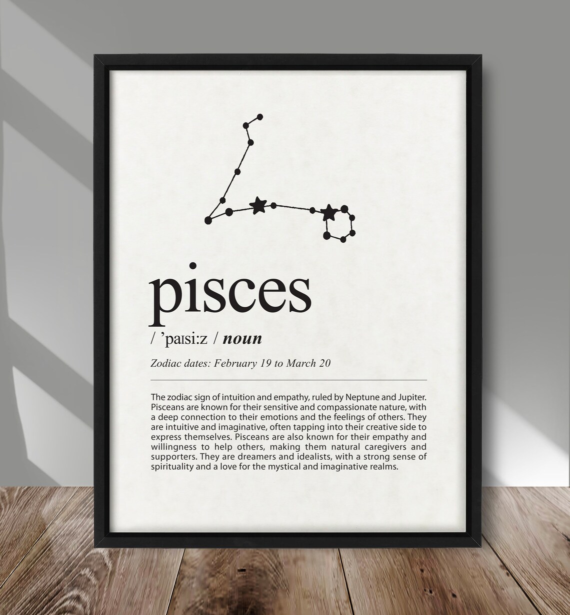 Pisces Definition Poster, Zodiac Sign Constellation