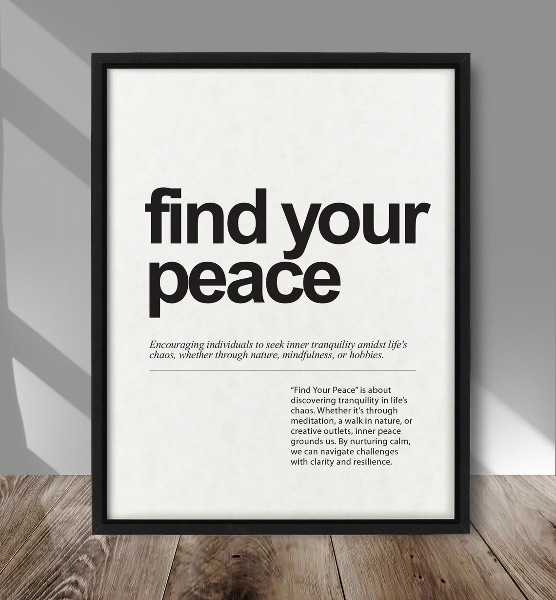 Find Your Peace Mindful Inspirational Typography Quote Poster