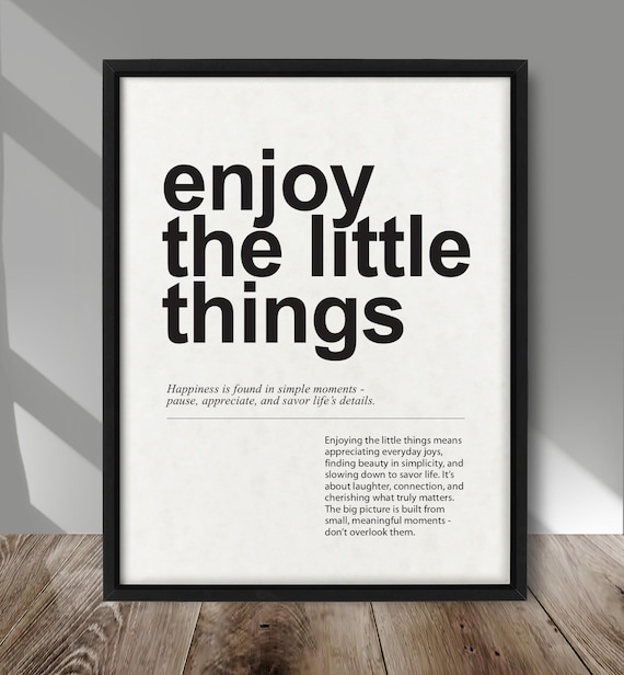 Enjoy The Little Things Quote Print Motivational Wall Art Minimalist Typography Poster Parchment Or Kraft Background Home Decor