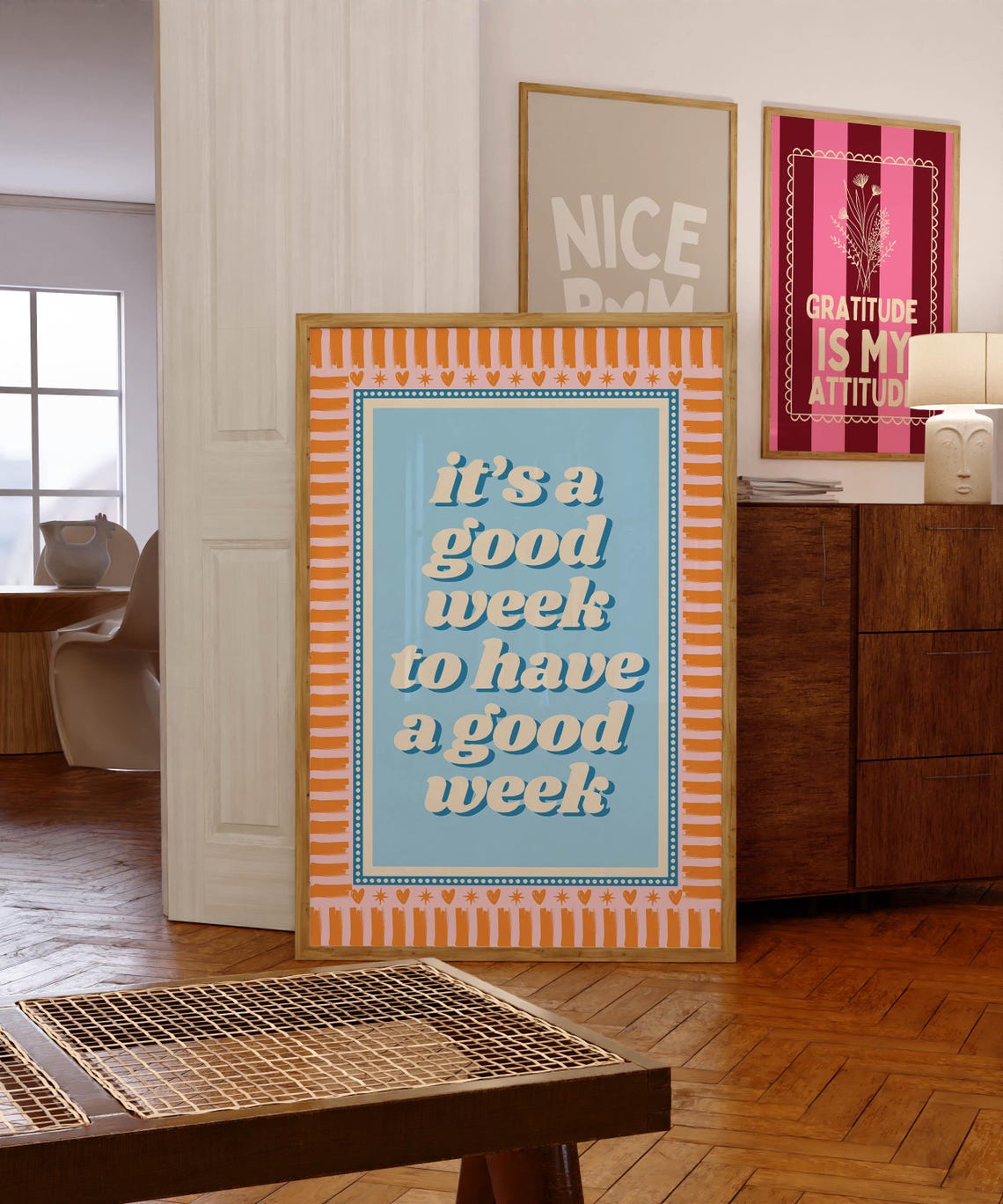 Its A Good Week To Have A Good Week Blue Orange Retro Quote Poster