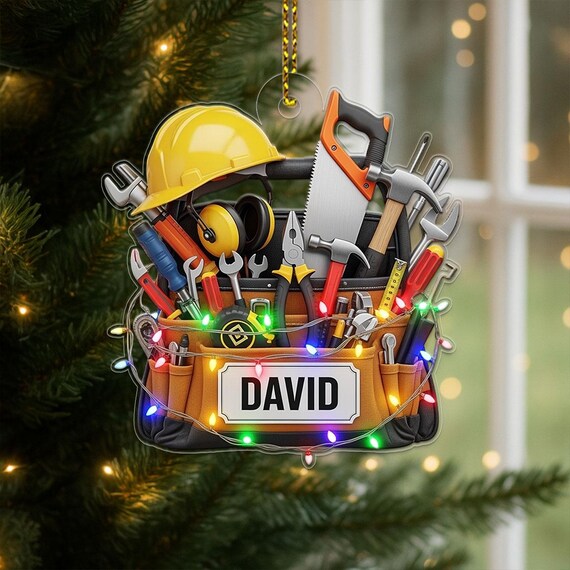Personalized Tool Belt With Tools Custom Name Christmas Ornament Poster
