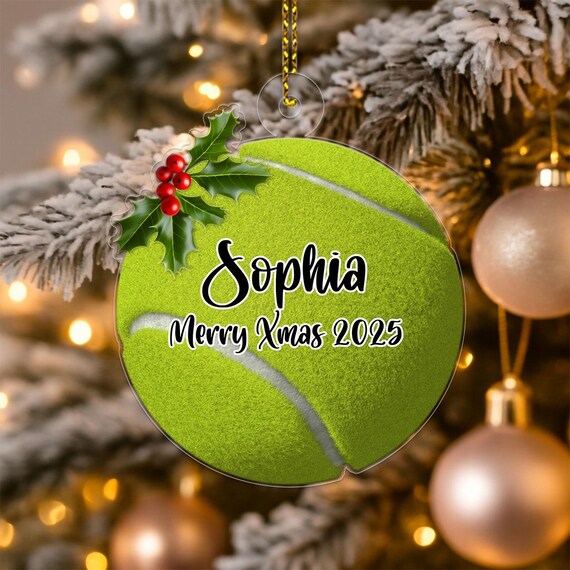 Personalized Custom Name Tennis Ball Christmas Ornament Acrylic Poster