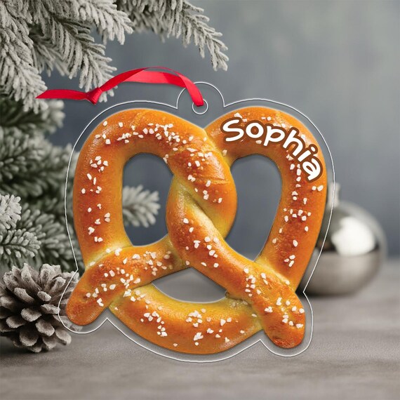 Personalized Pretzel Christmas Ornament Custom Name Foodie Snack Gift Poster