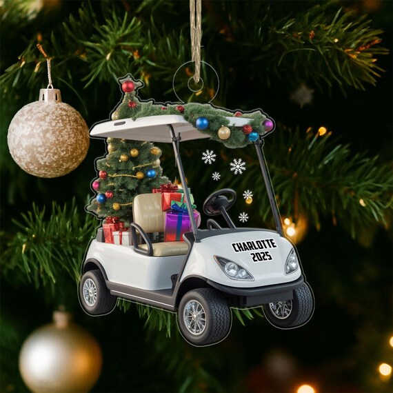 Personalized Charlotte 2025 Golf Cart Christmas Ornament Poster