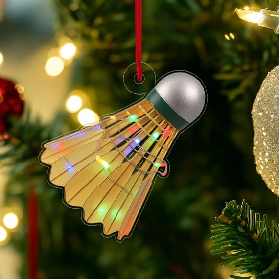 Badminton Shuttlecock Fairy Lights Christmas Acrylic Ornament Poster