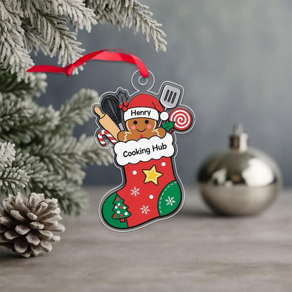 Custom Name Cooking Hub Christmas Stocking Acrylic Ornament Wall Art