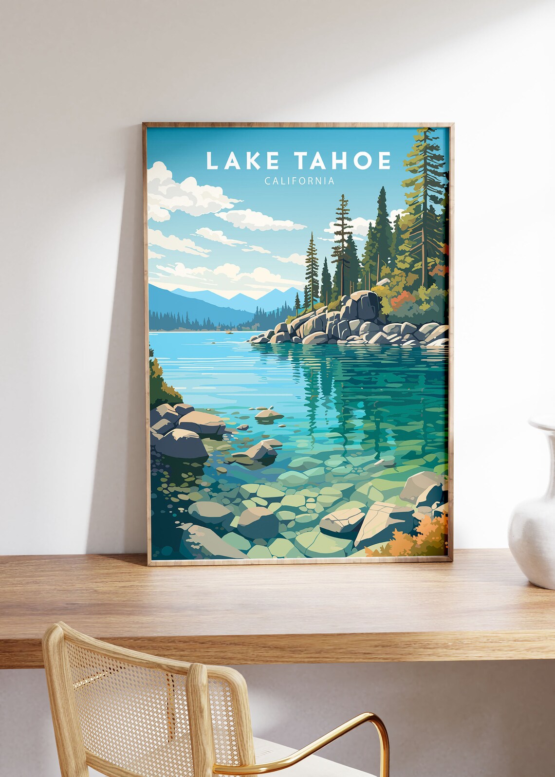 Lake Tahoe California Crystal Clear Water Shore Travel Poster - Image 2