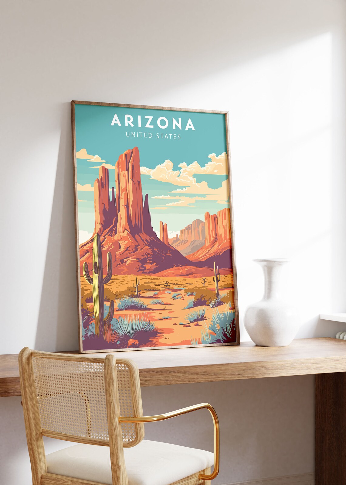 Arizona Travel Poster, Minimalist United States Art - Image 2