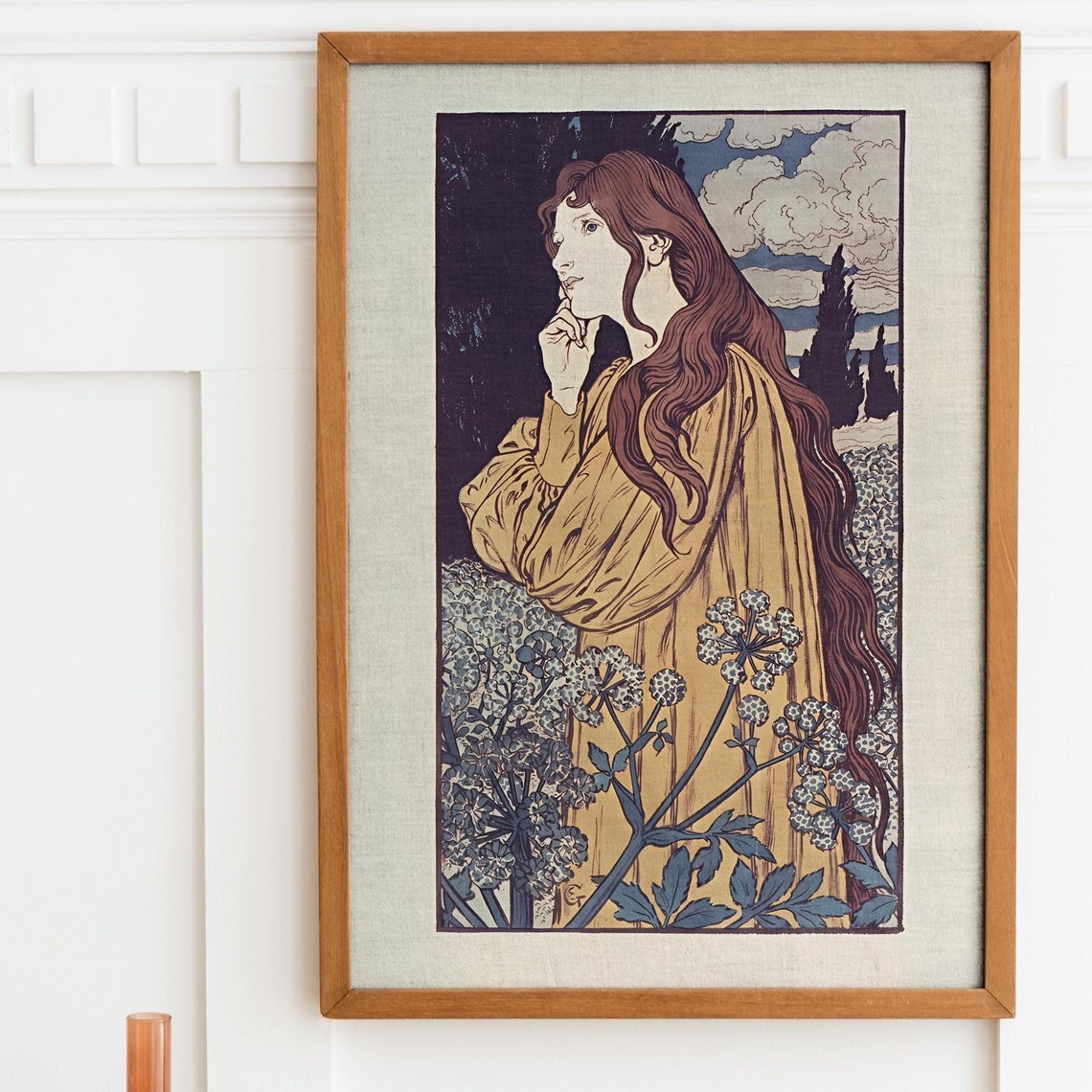 Vintage Goddess Meditation Poster, Art Nouveau - Image 2