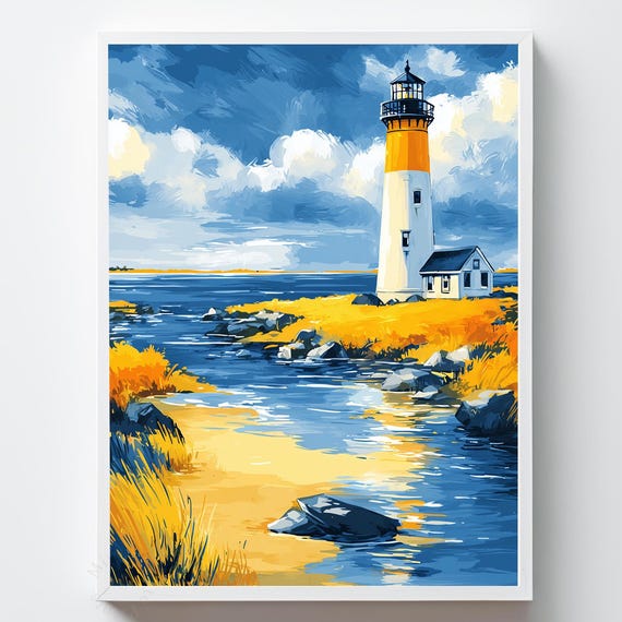 Coastal Lighthouse Art Print Serene Landscape
