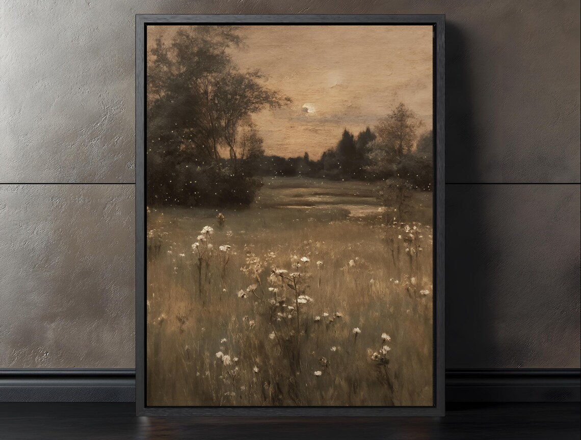 Dark Vintage Landscape Art Print, Gothic Rustic Decor
