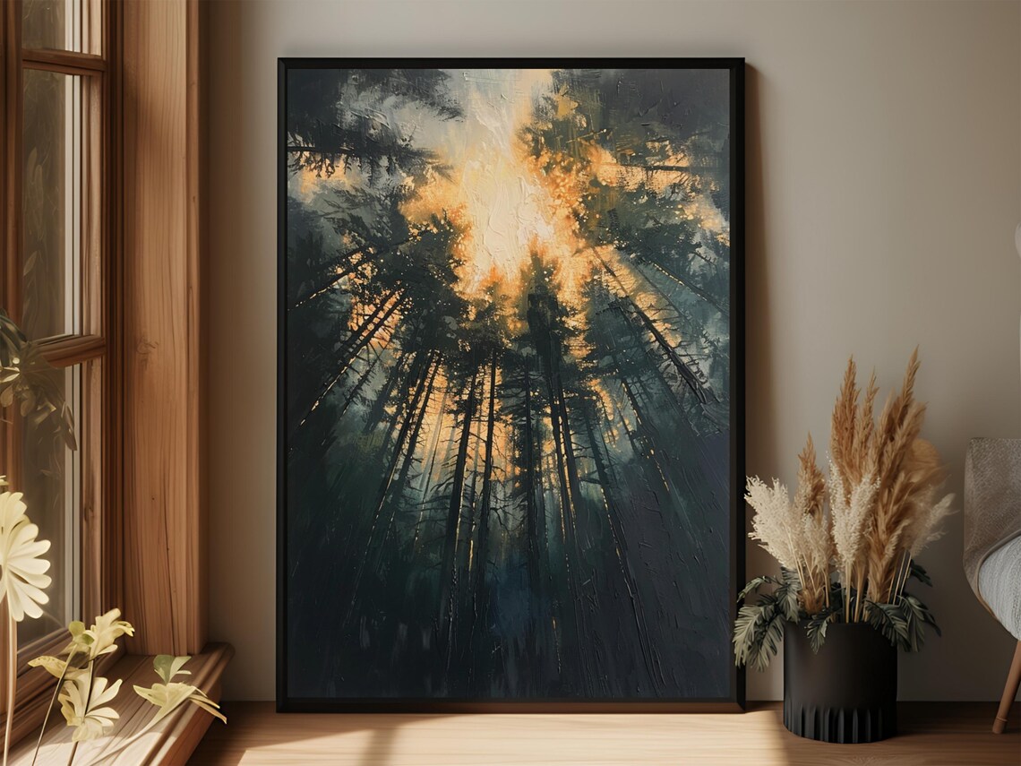Forest Botanical Moody Art Print, Dark Academia