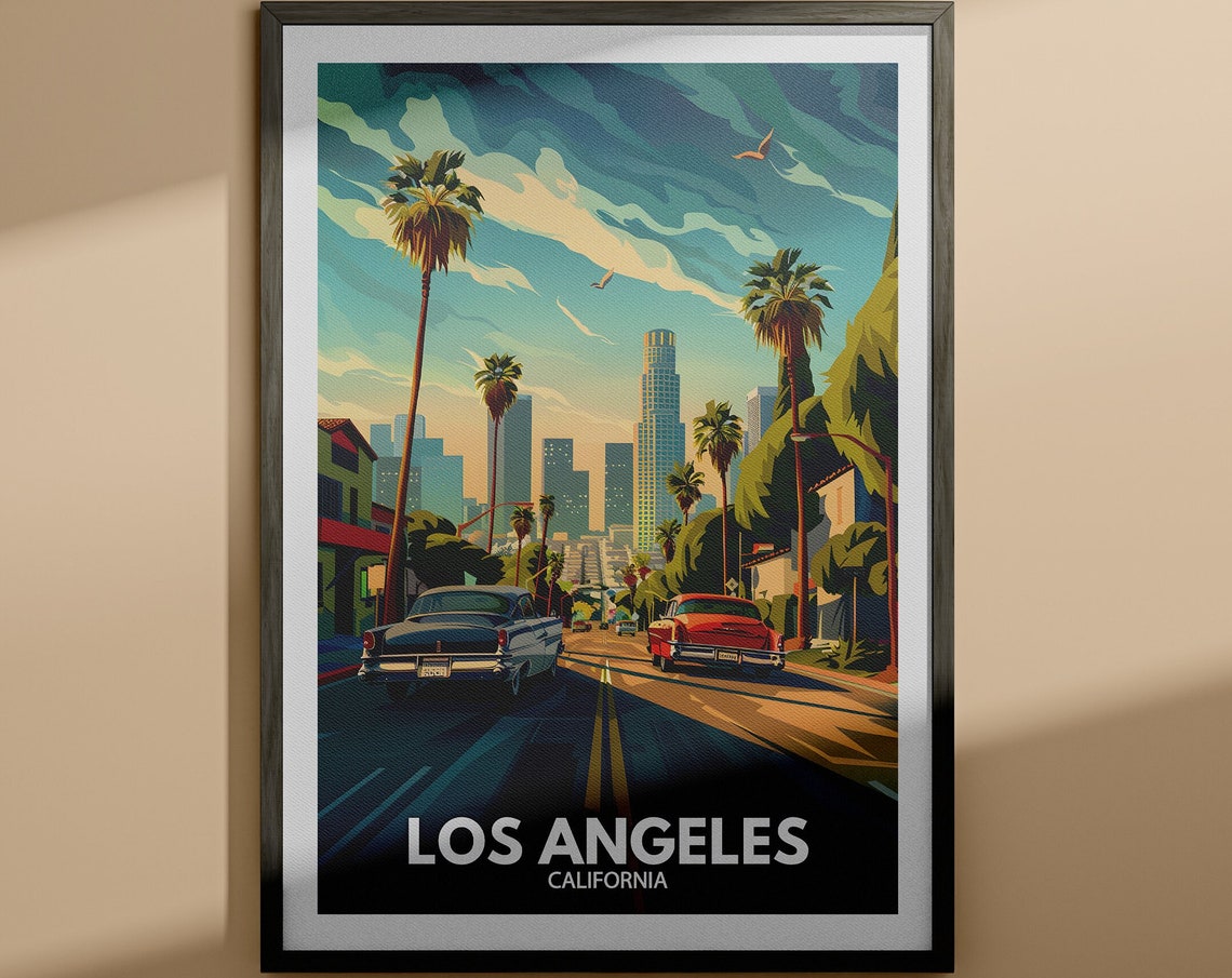 Los Angeles Print Los Angeles Travel Poster California Wall Art Print United States Travel Home Decor Usa City Poster