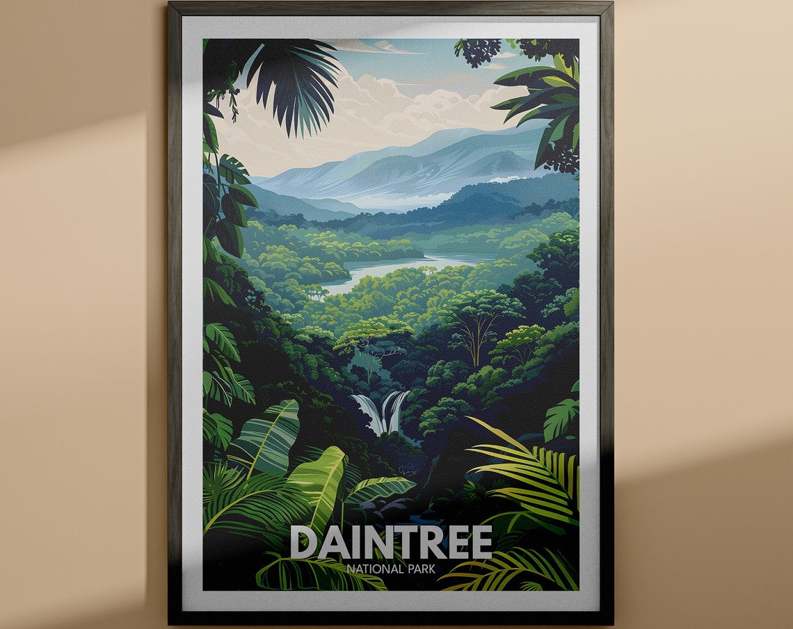 Daintree National Park Rainforest Waterfall Scenic Travel Poster