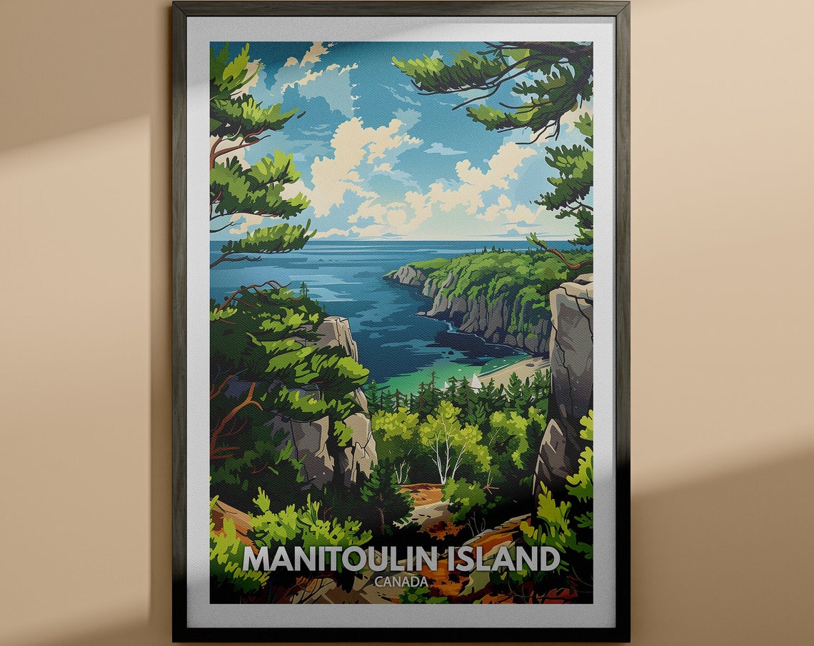 Manitoulin Island Canada Lake Huron Cliffs Travel Art Poster