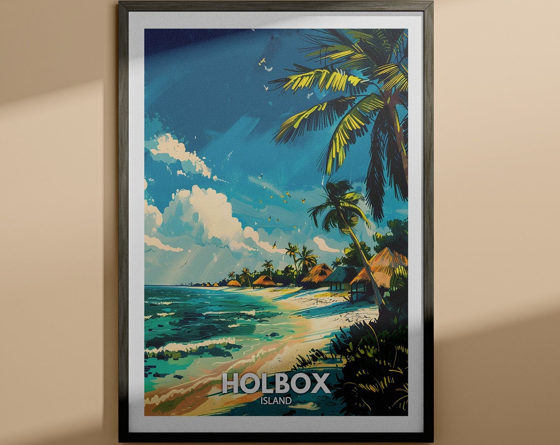 Holbox Island Turquoise Water Beach Palm Huts Hideaway Poster