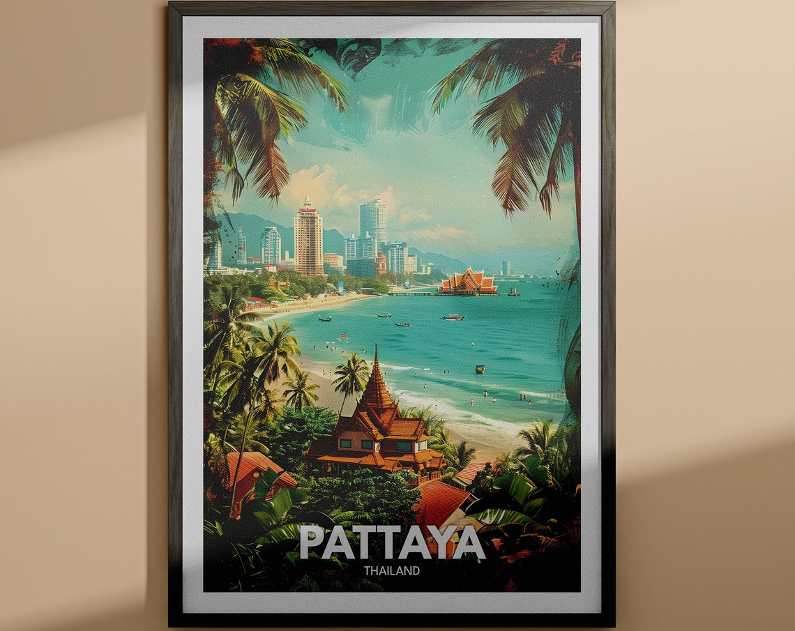 Pattaya Art Print Pattaya Travel Poster Thailand Wall Art Print Thailand Home Decor Travel Wall Art Poster Unique City Print