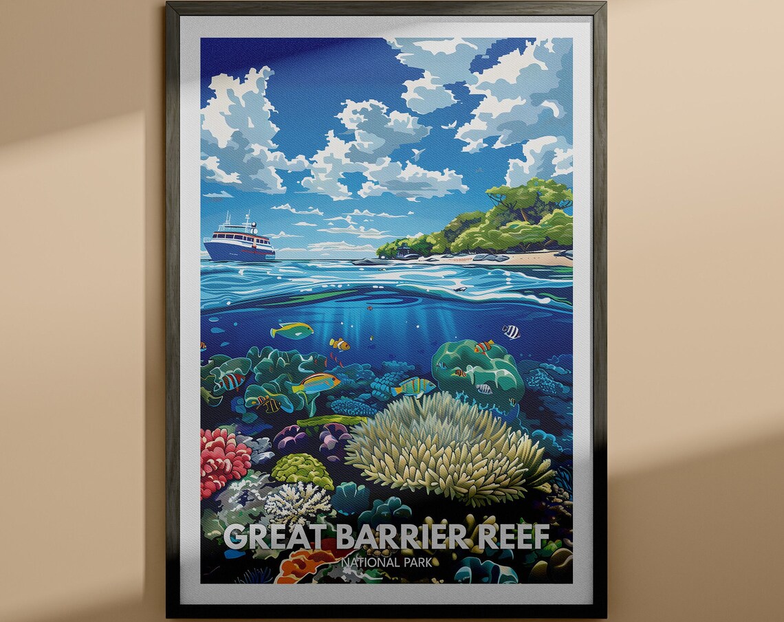 Great Barrier Reef National Park Coral Reef Diving Underwater Ocean Poster