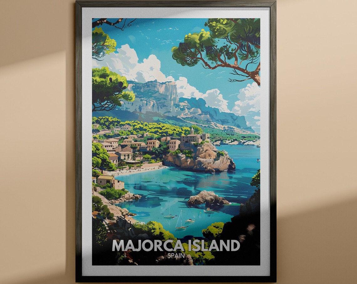 Majorca Island Spain Mediterranean Cove Vintage Travel Poster