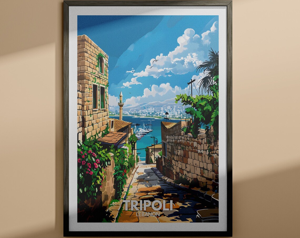 Tripoli Lebanon Historic Harbor Old Street Retro Travel Poster
