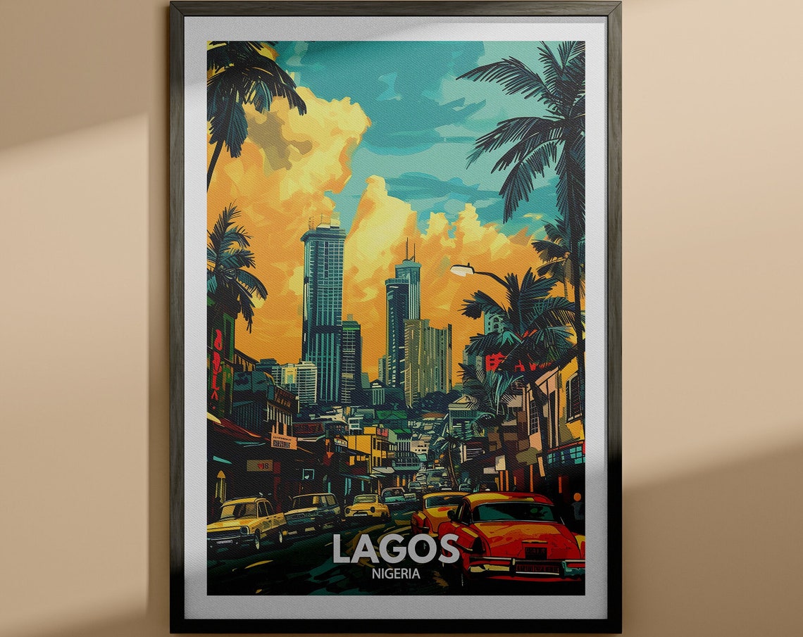Lagos Print Lagos Travel Poster Nigeria Wall Art Print Nigeria Home Decor Travel Wall Art Decor Unique City Poster