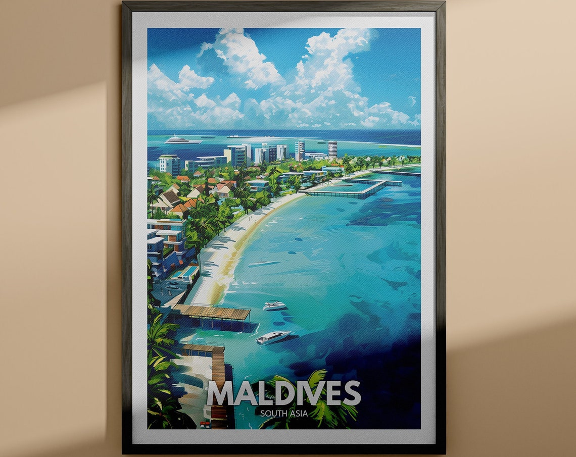 Maldives Print Maldives Travel Poster South Asia Wall Print South Asia Home Decor Travel Wall Art Poster Unique City Print