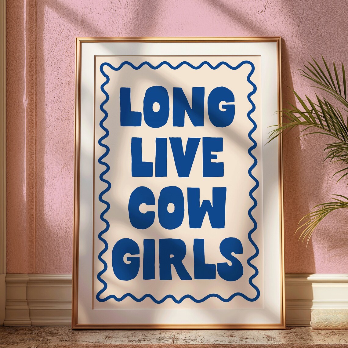 Long Live Cowgirls Blue Retro Western Chunky Typography Poster - Image 2