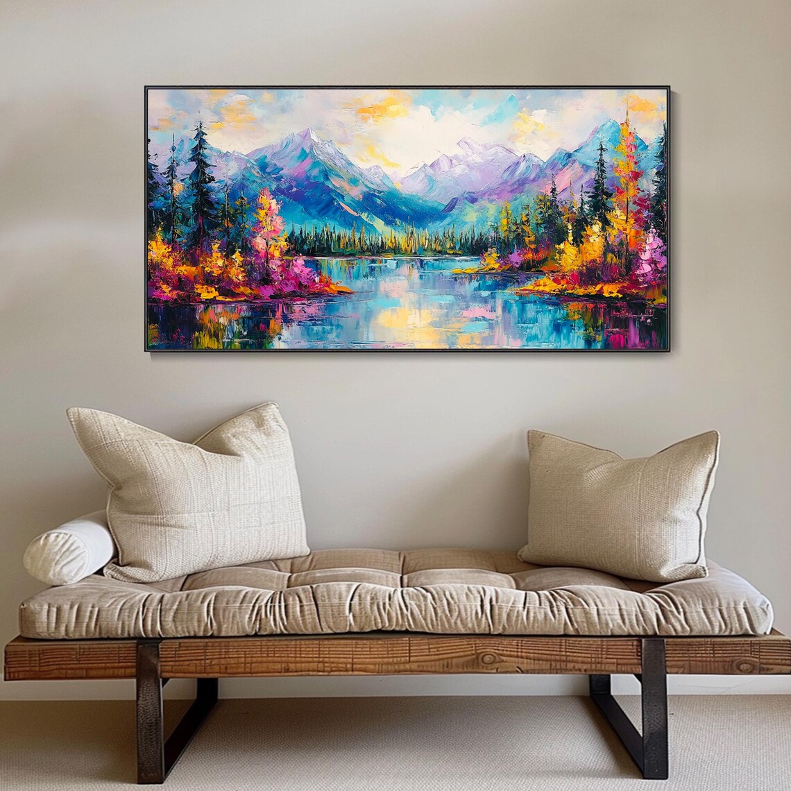 Colorful Mountain Lake Reflection Autumn Shores Landscape Poster - Image 4