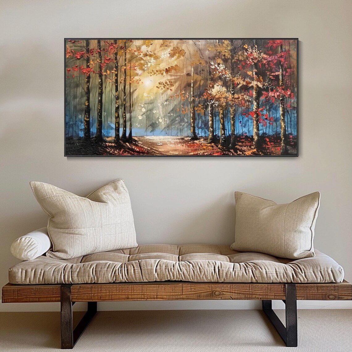 Abstract Forest Autumn Scenery, Bedroom Art Print - Image 2