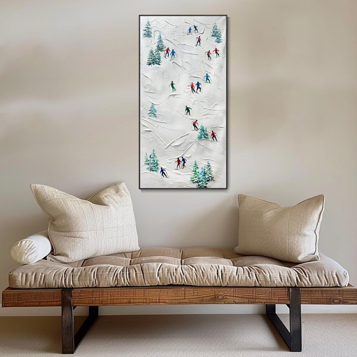Skiers On Snowy Mountain Slope Colorful Winter Sports Poster - Image 4