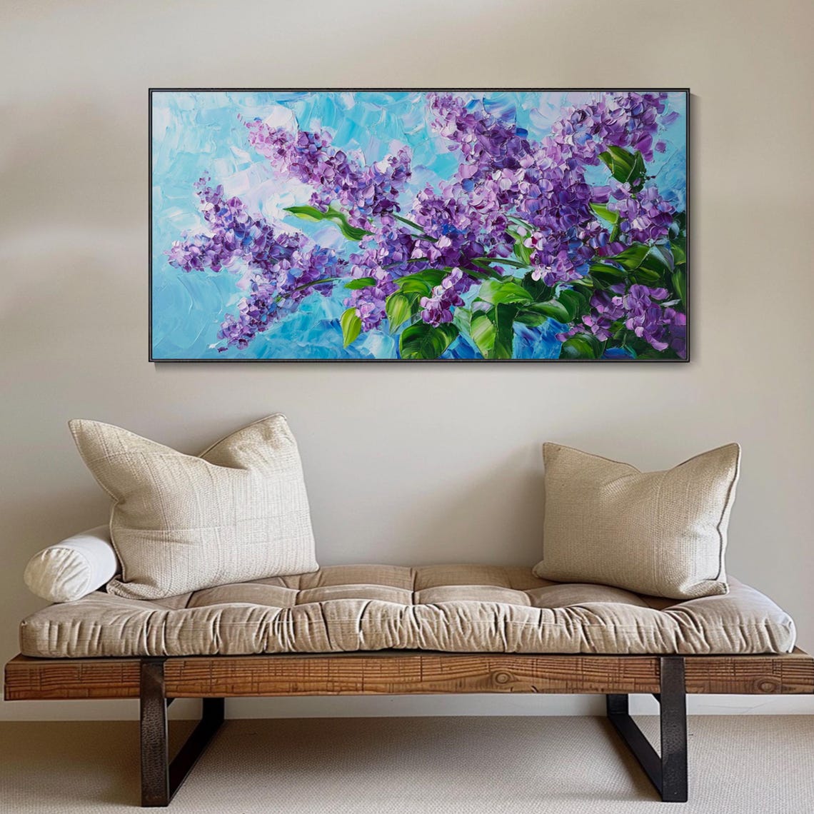 Purple Lilac Branches Green Leaves Bright Blue Sky Floral Poster - Image 4