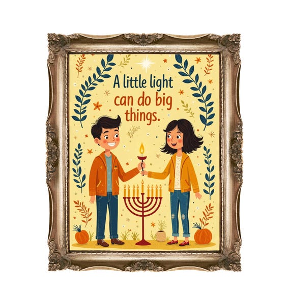 Hanukkah Wall Art Jewish Holiday Decor Kids Gift Festive Illustration