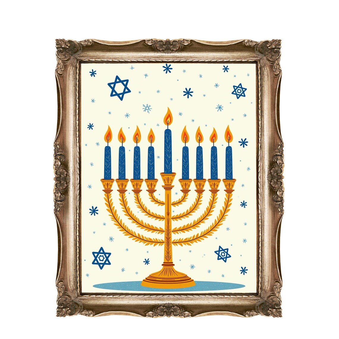 Golden Hanukkah Menorah With Star Of David Jewish Holiday Poster
