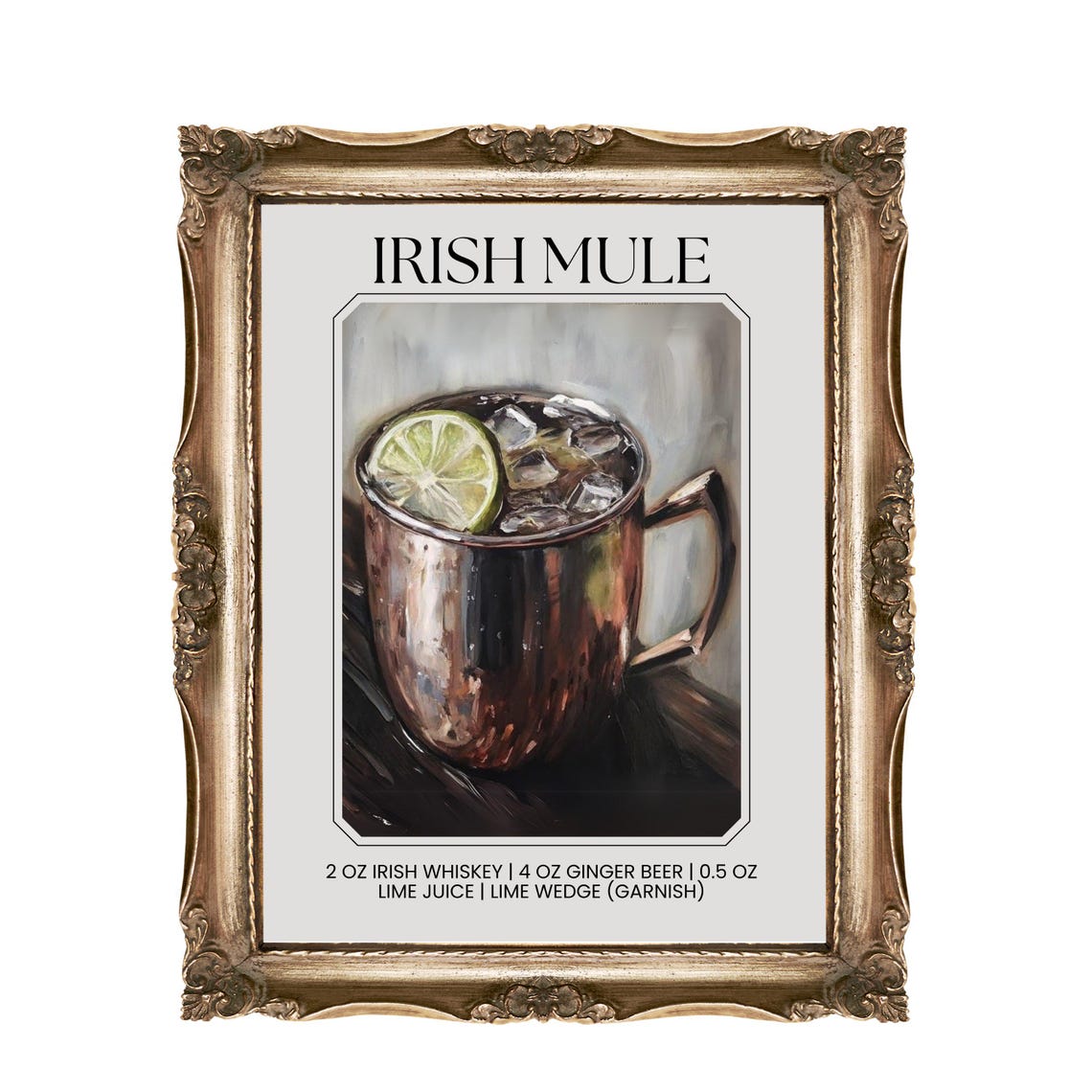 Irish Mule Cocktail Recipe Copper Mug Lime Recipe Art Poster