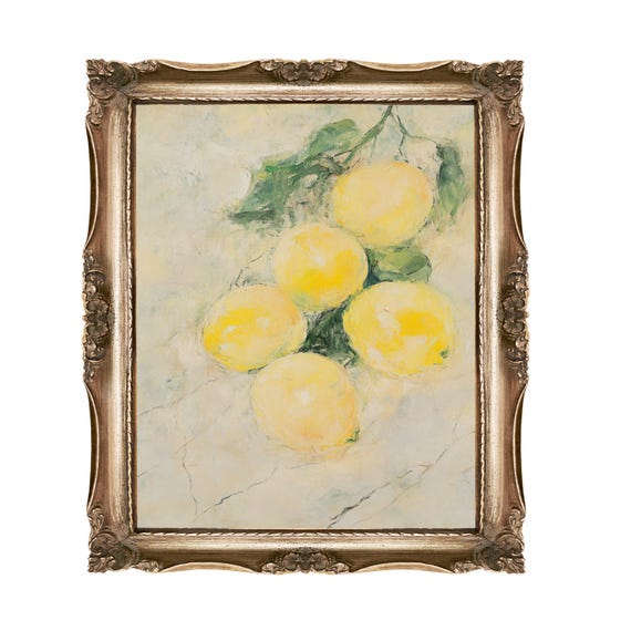 Lemon Art Print Kitchen Wall Decor Botanical Illustration Painting Fruit Modern