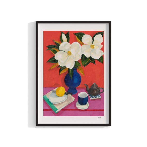 Magnolias Still Life Art Print, Australian Floral