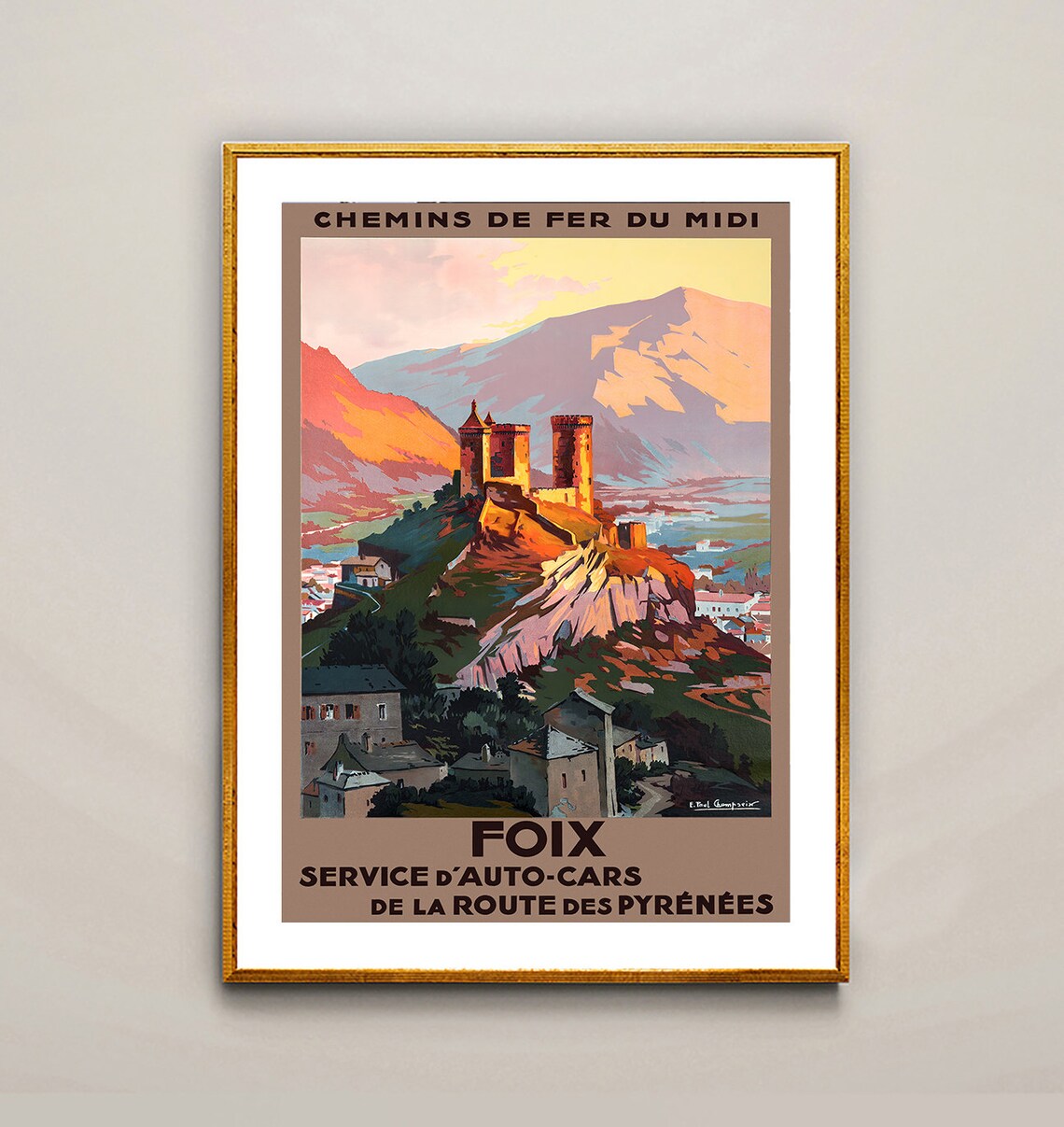 Foix Pyrénées Chemins de Fer du Midi French Railway Travel Poster - Image 2