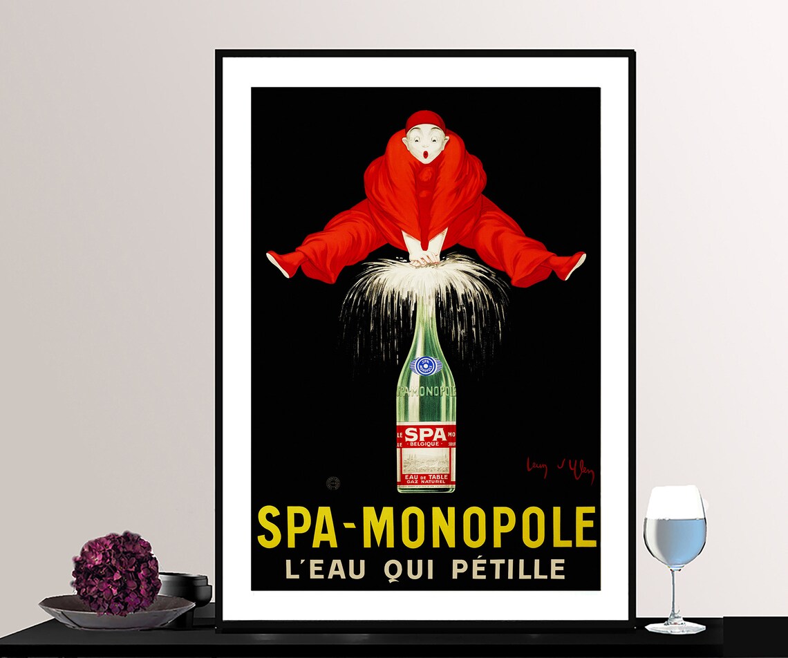 Spa Monopole L'Eau Qui Pétille Vintage Travel Poster
