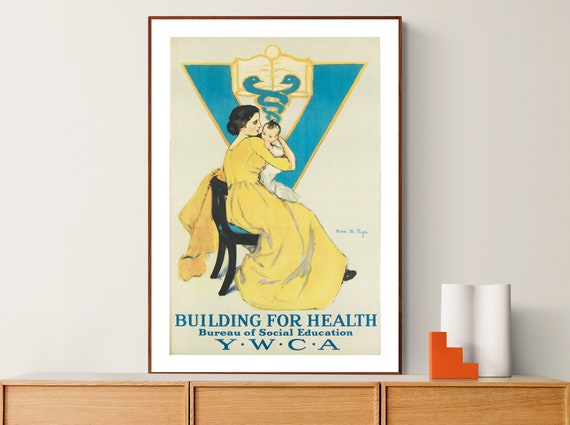 Building For Health Bureau Of Social Education Ywca Vintage Motivational Poster Poster Paper Or Print