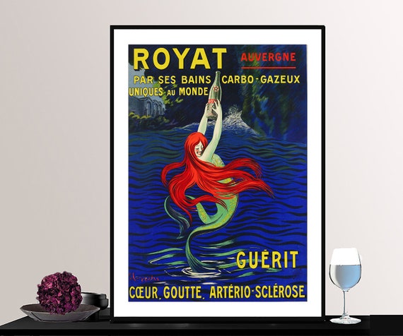 Royat Auvergne Vintage Travel Poster, Beverage Theme