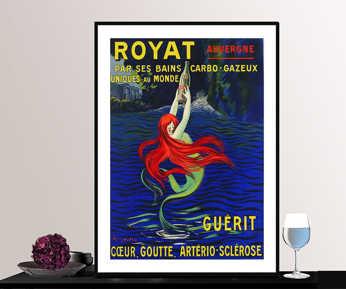 Royat Auvergne Vintage Travel Poster, Beverage Theme