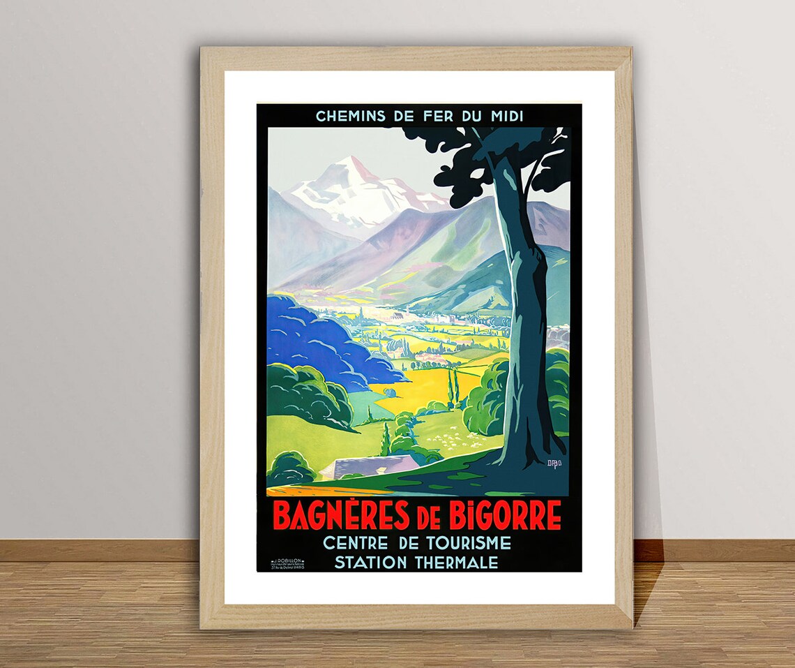 Bagneres De Bigorre Pyrenees Vintage French Railway Travel Poster Art