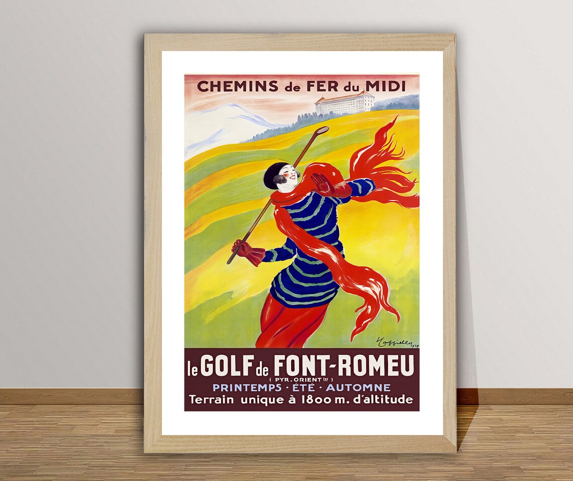 Le Golf de Font-Romeu Vintage French Poster Golfer at 1800m Altitude - Image 2