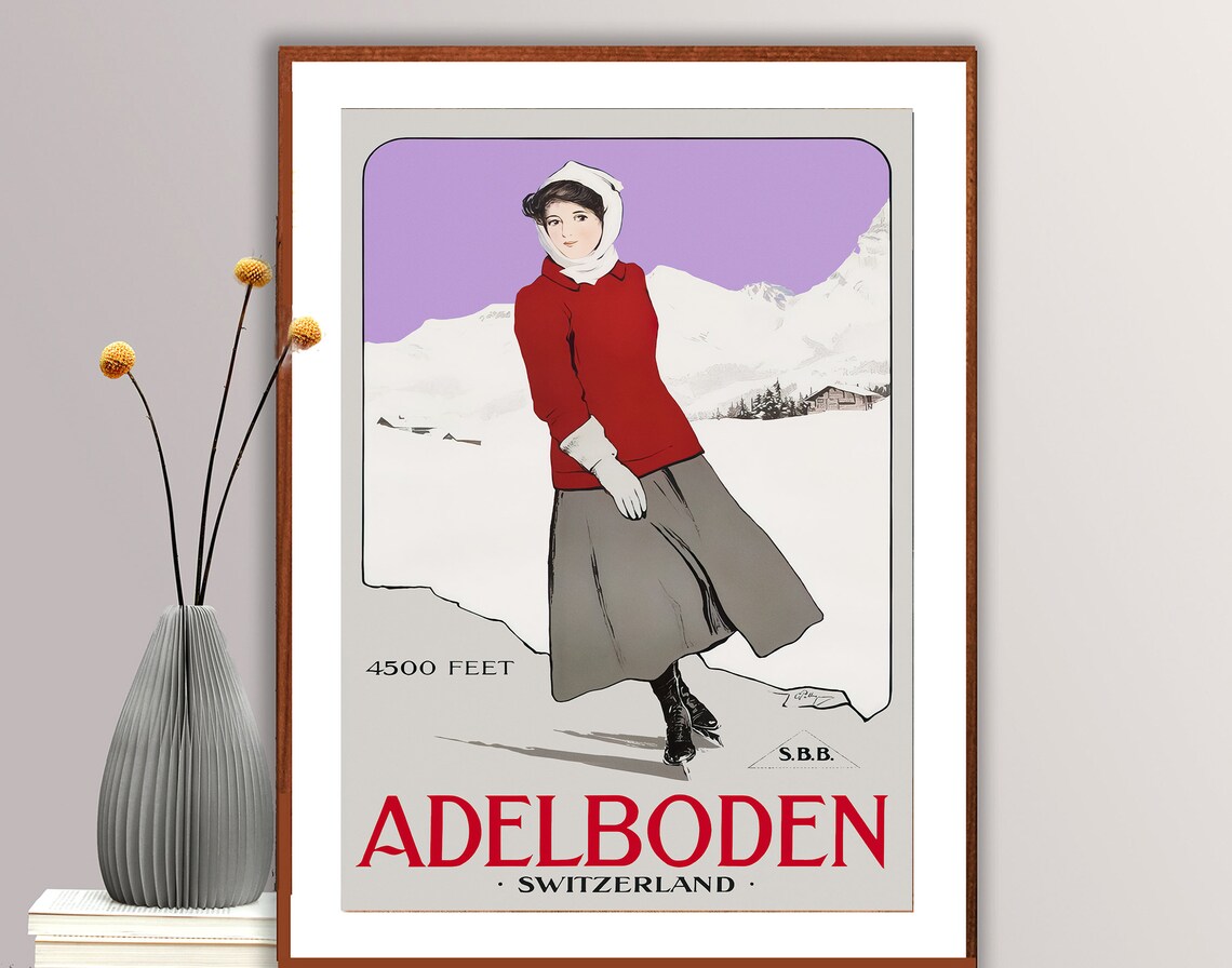 Adelboden Suisse Vintage Travel Poster, Travel Poster