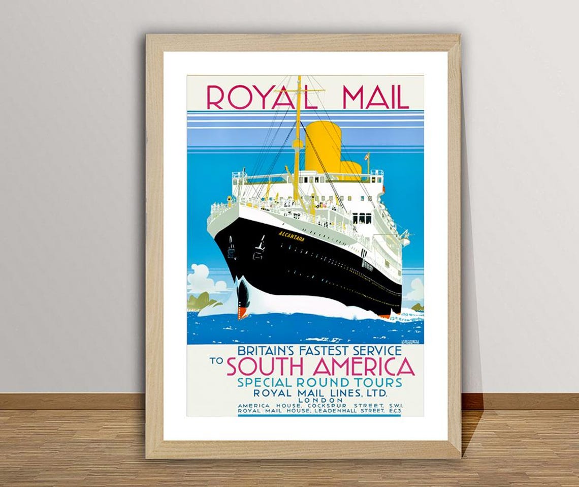 Royal Mail Alcantara South America Vintage Ocean Liner Poster