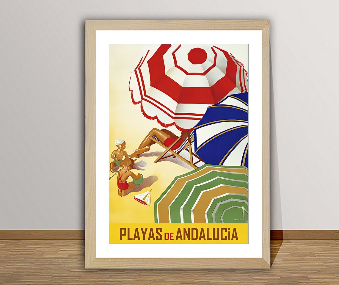 Playas De Andalucia Spain Vintage Travel Poster