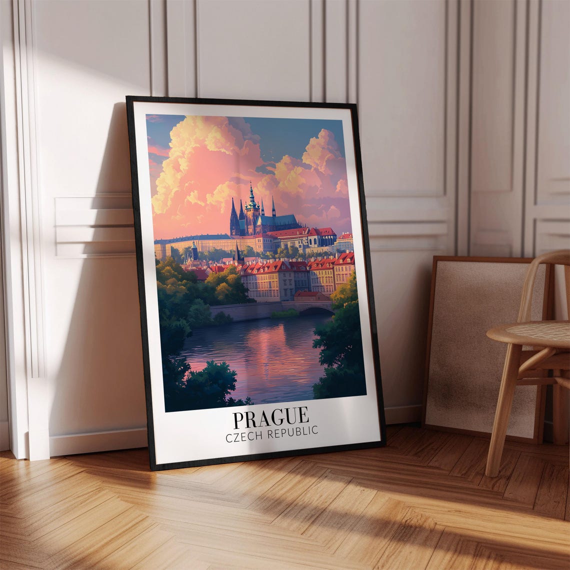 Prague Czech Republic Sunset Over Vltava Castle Spires Poster - Image 4