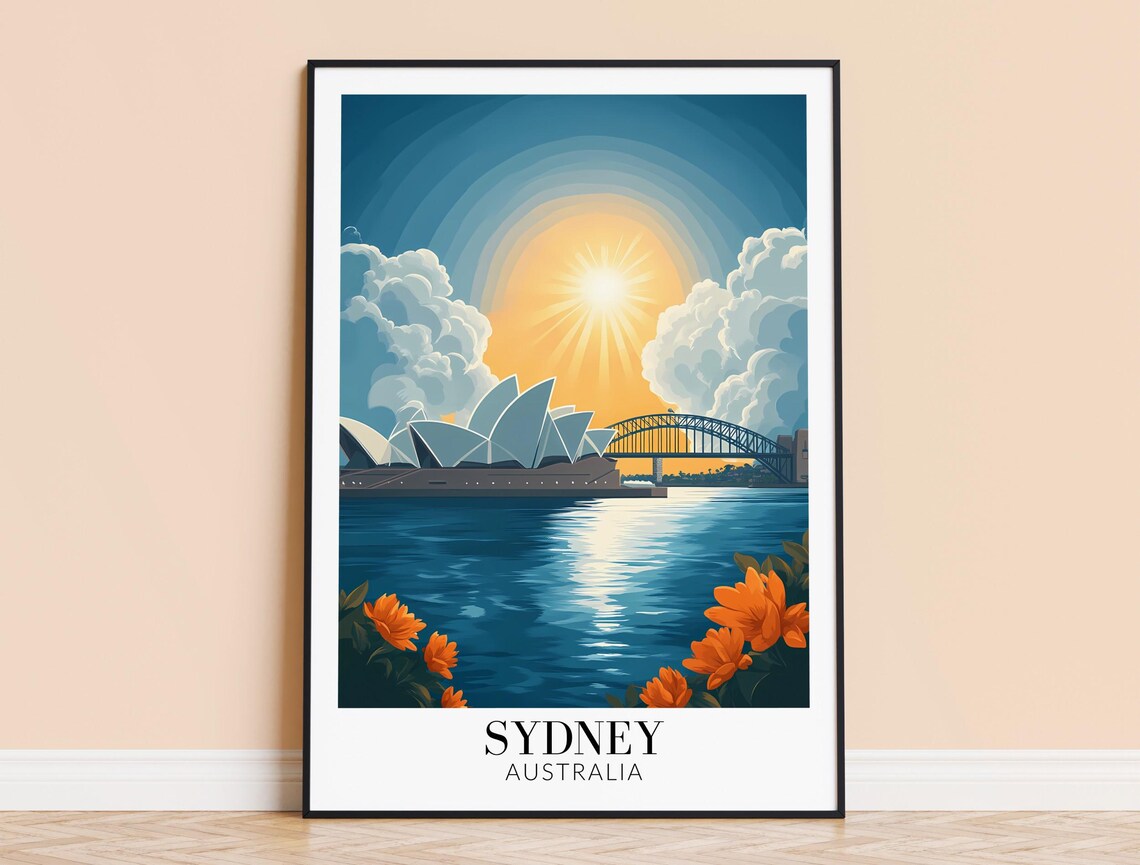 Sydney Opera House Sunrise Golden Harbour Water Reflection Poster