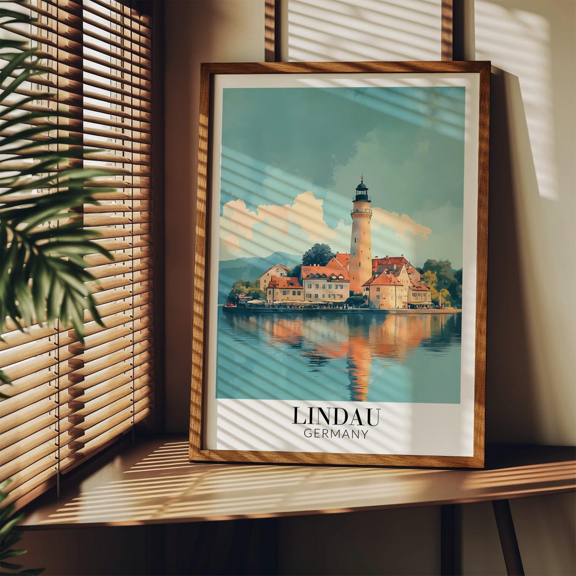 Lindau Germany Historic Harbor Lighthouse Vintage Travel Poster - Image 4
